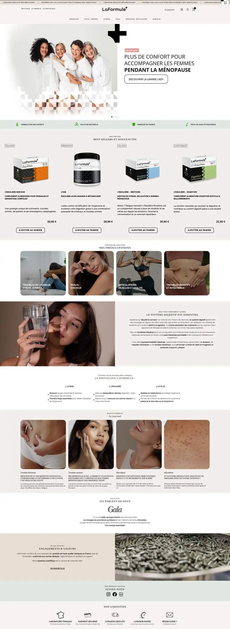 Page d’accueil du site La Formule+